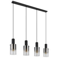 HÄNGELEUCHTE 102.5/12.5/150 cm  - Klar/Schwarz, Design, Glas/Kunststoff (102.5/12.5/150cm) - Globo