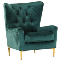 ÖRONLAPPSFÅTÖLJ i sammet mörkgrön  - mörkgrön/guldfärgad, Design, metall/textil (82/96/93cm) - MID.YOU