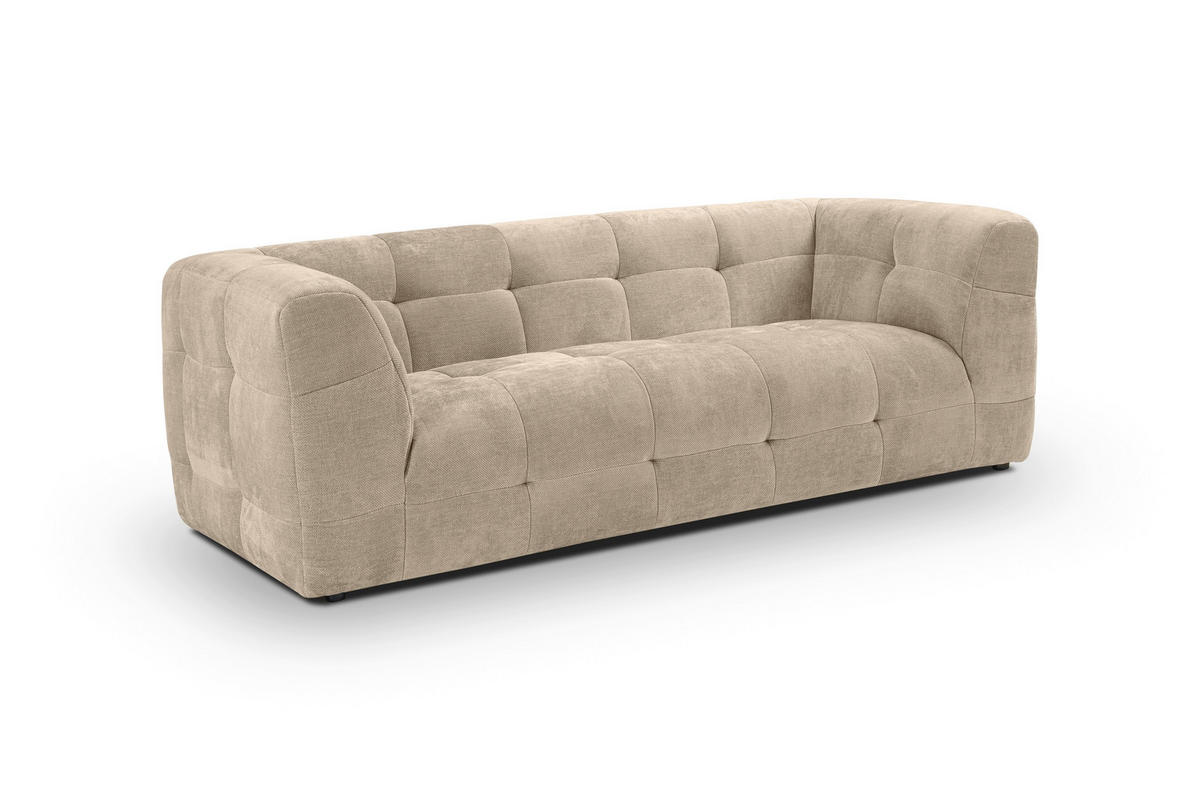 3-SITZER-SOFA TENSO Flachgewebe Beige  - Beige/Schwarz, Basics, Kunststoff/Textil (217/72/96cm) - MID.YOU