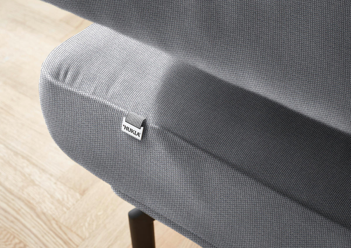 ECKSOFA in Chenille Grau  - Schwarz/Grau, Design, Textil/Metall (224/305cm) - Dieter Knoll