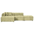 ECKSOFA Hellgrün Cord Zierkissen, Rücken echt  - Schwarz/Hellgrün, KONVENTIONELL, Kunststoff/Textil (162/313cm) - Carryhome