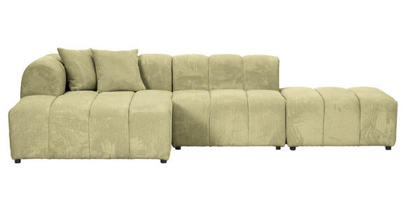 ECKSOFA Hellgrün Cord Zierkissen, Rücken echt  - Schwarz/Hellgrün, KONVENTIONELL, Kunststoff/Textil (162/313cm) - Carryhome