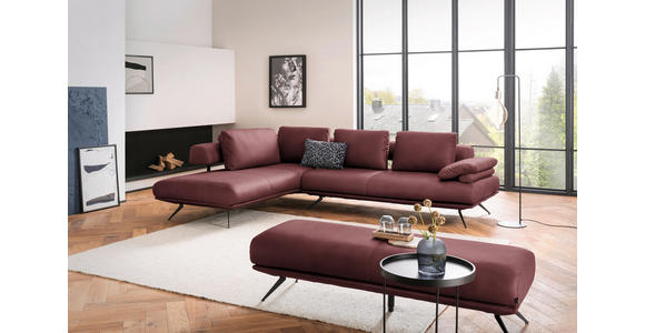 ECKSOFA in Echtleder Bordeaux  - Bordeaux/Schwarz, Design, Leder/Metall (231/305cm) - Dieter Knoll