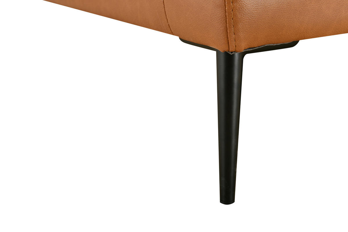 2-SITZER-SOFA Cognac Echtleder Lederlook  - Cognac/Schwarz, Design, Leder/Holz (195/87/90cm) - MID.YOU