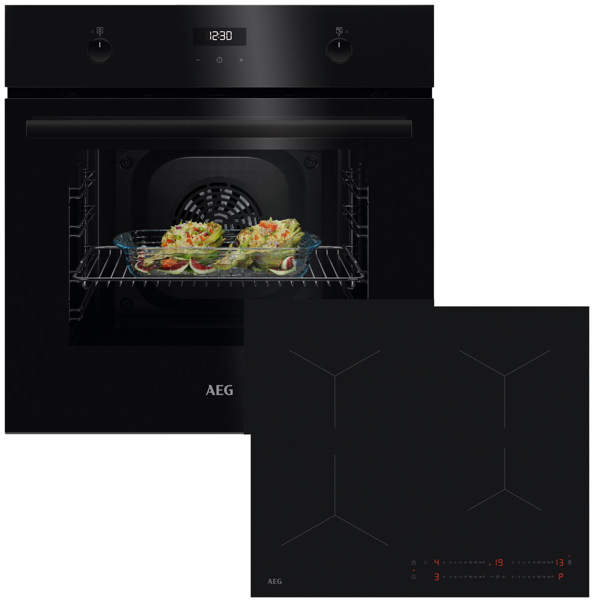 BACKOFENSET XXXL60  - Schwarz, Basics, Glas/Metall (56,0/59,3/55,0cm) - AEG