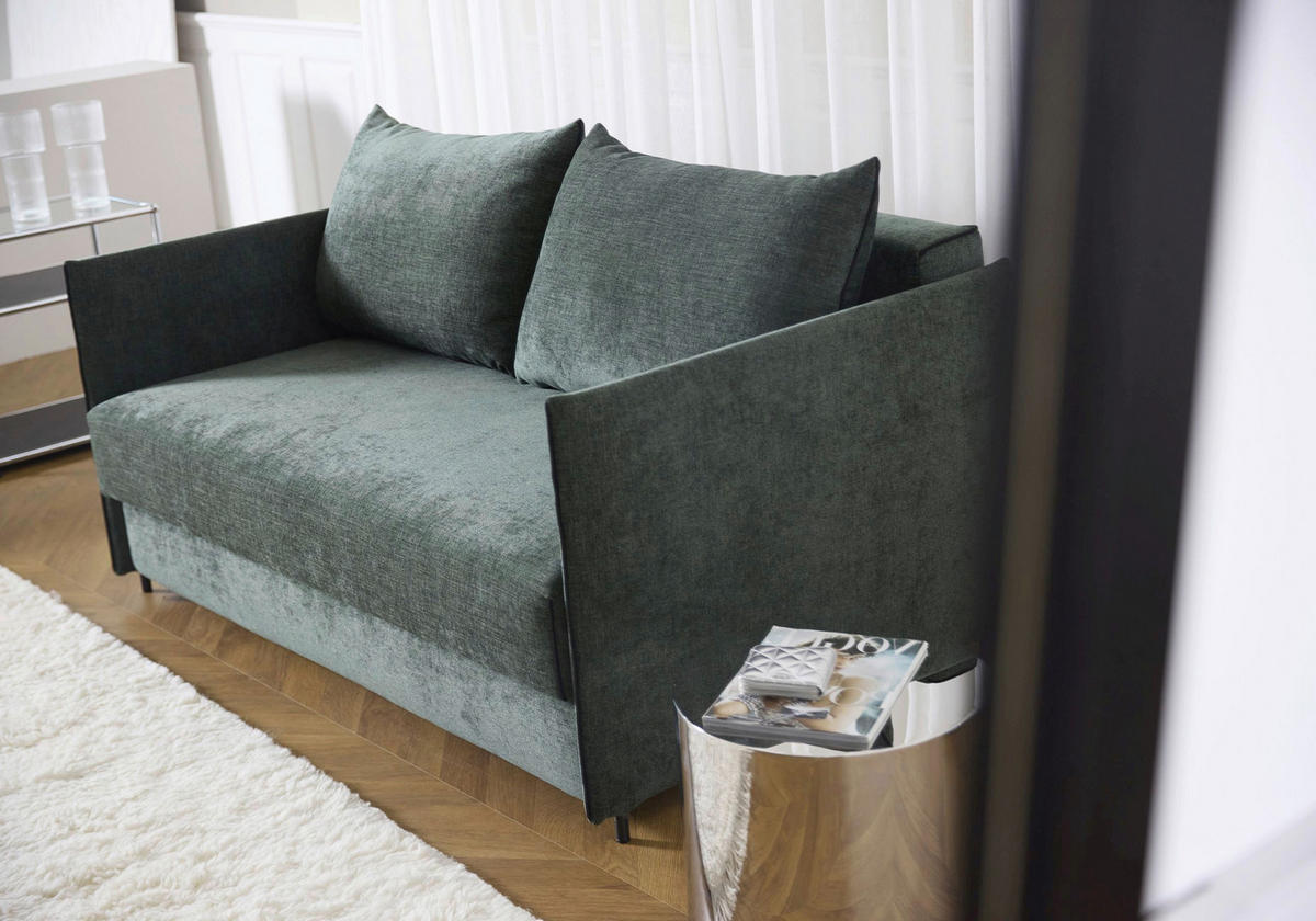 SCHLAFSOFA Flachgewebe Dunkelgrün  - Dunkelgrün/Schwarz, Design, Textil/Metall (150/80/90cm) - Innovation