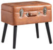 HOCKER Lederlook Kiefer Braun, Schwarz  - Schwarz/Braun, Trend, Holz/Textil (50/46/35cm) - Xora