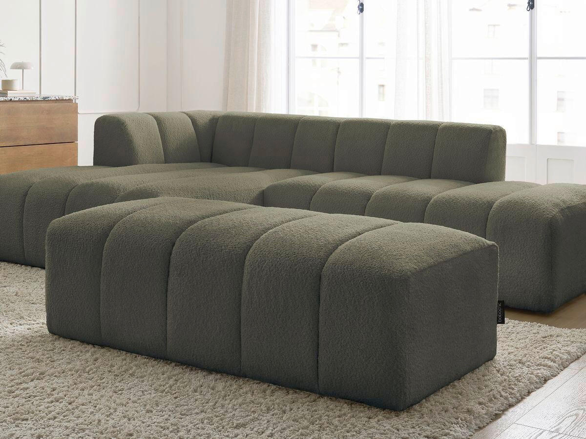 ECKSOFA  ANNECY Grün Bouclé  - Schwarz/Grün, MODERN, Kunststoff/Textil (170/262cm)