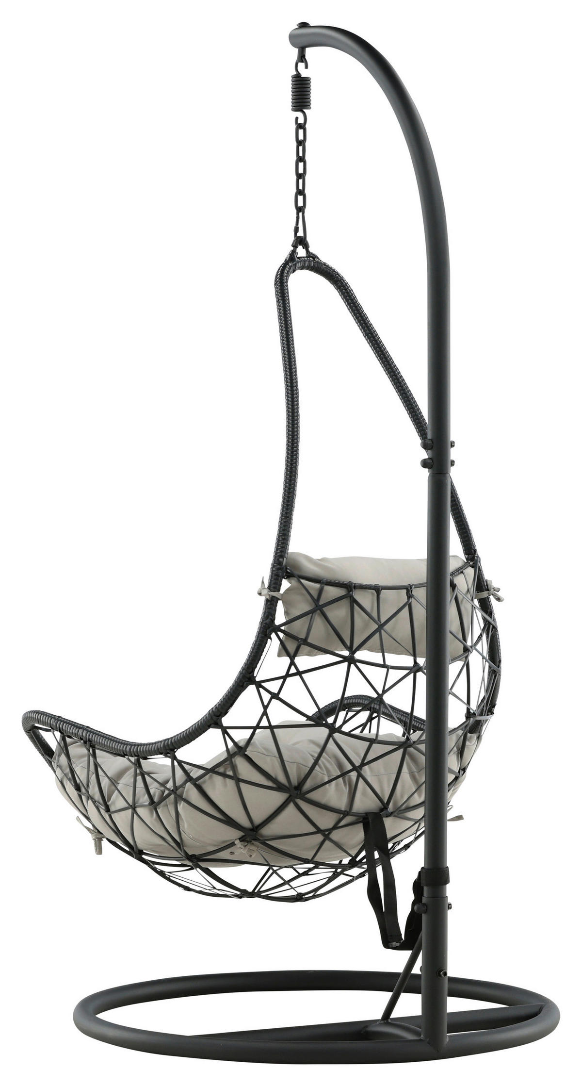 HÄNGESESSEL 95/196/95 cm  - Schwarz/Grau, KONVENTIONELL, Kunststoff/Textil (95/196/95cm) - Gardenson
