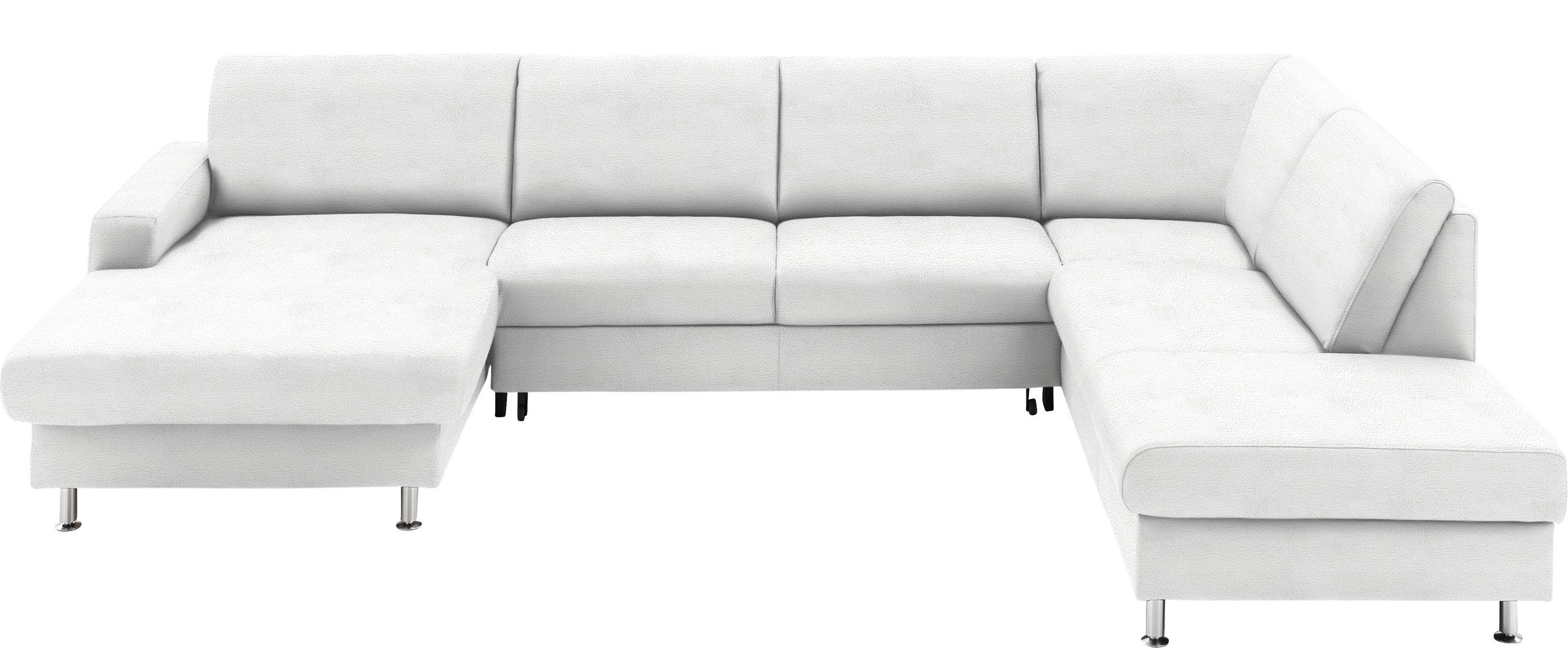 WOHNLANDSCHAFT in Echtleder Weiss  - Weiss/Alufarben, Design, Leder/Metall (165/339/233cm) - Beldomo Premium