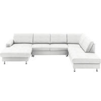 WOHNLANDSCHAFT in Echtleder Weiss  - Weiss/Alufarben, Design, Leder/Metall (165/339/233cm) - Beldomo Premium