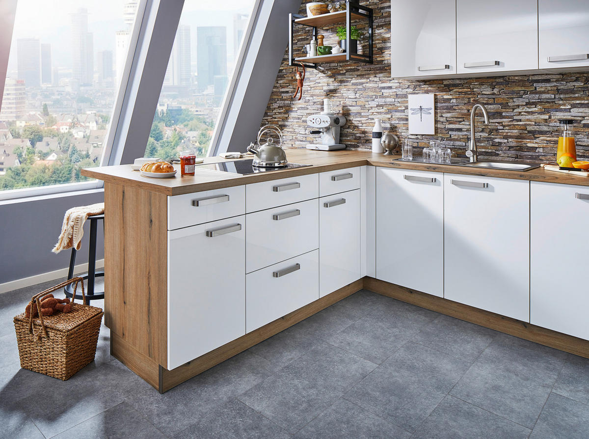 KÜCHENLEERBLOCK   in Weiß  - Weiß, MODERN, Holzwerkstoff/Metall (305/215/215cm) - Welnova