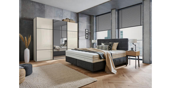 SCHWEBETÜRENSCHRANK  in Champagner  - Champagner/Schwarz, KONVENTIONELL, Glas/Holzwerkstoff (271/223/68cm) - Novel