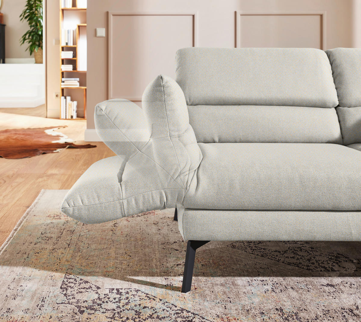 2-SITZER-SOFA Flachgewebe Naturfarben  - Schwarz/Naturfarben, Design, Textil/Metall (178-226/83-113/96-177cm) - Dieter Knoll