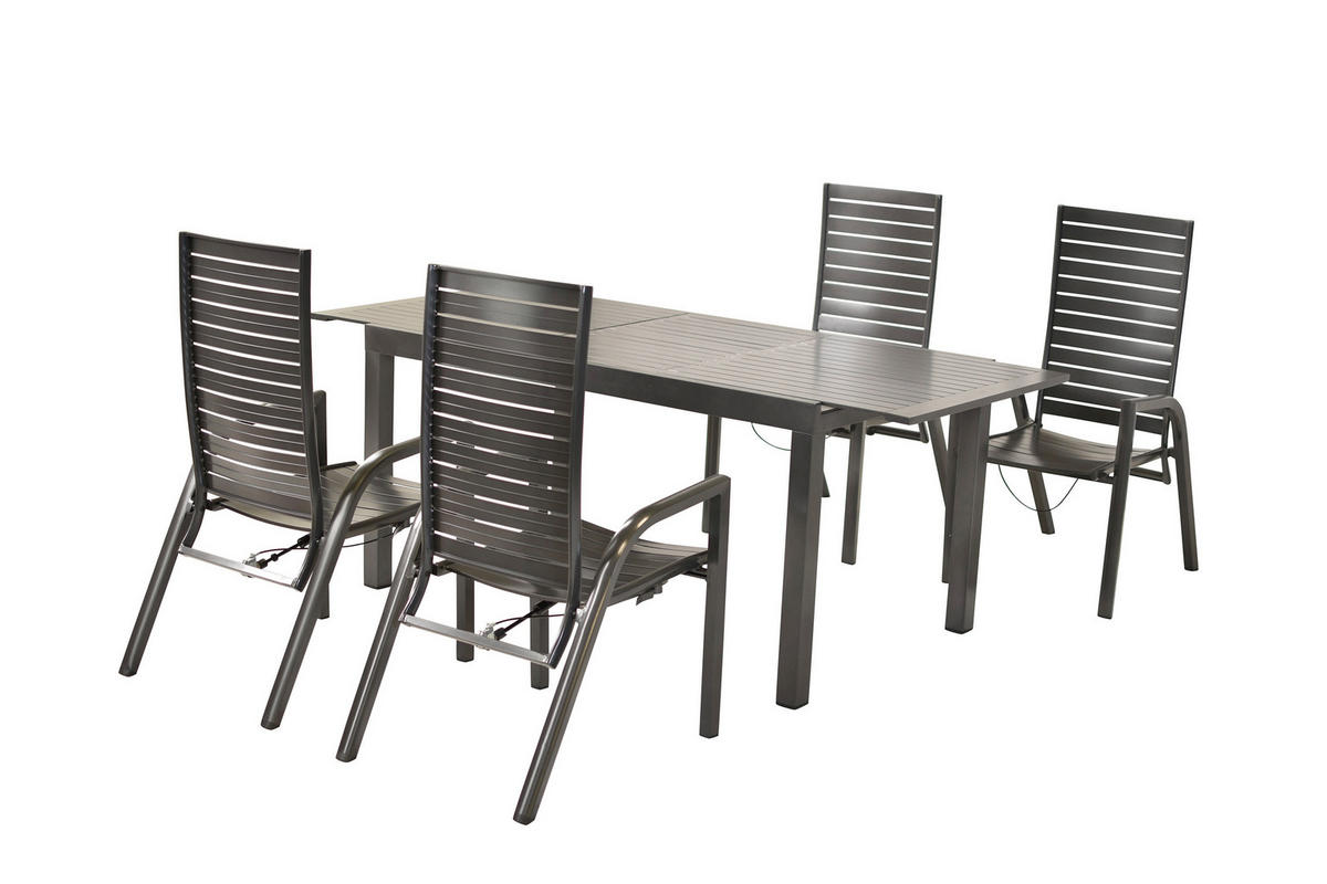 GARTENTISCHGRUPPE Aluminium  - Graphitfarben, KONVENTIONELL, Metall - Gardenson