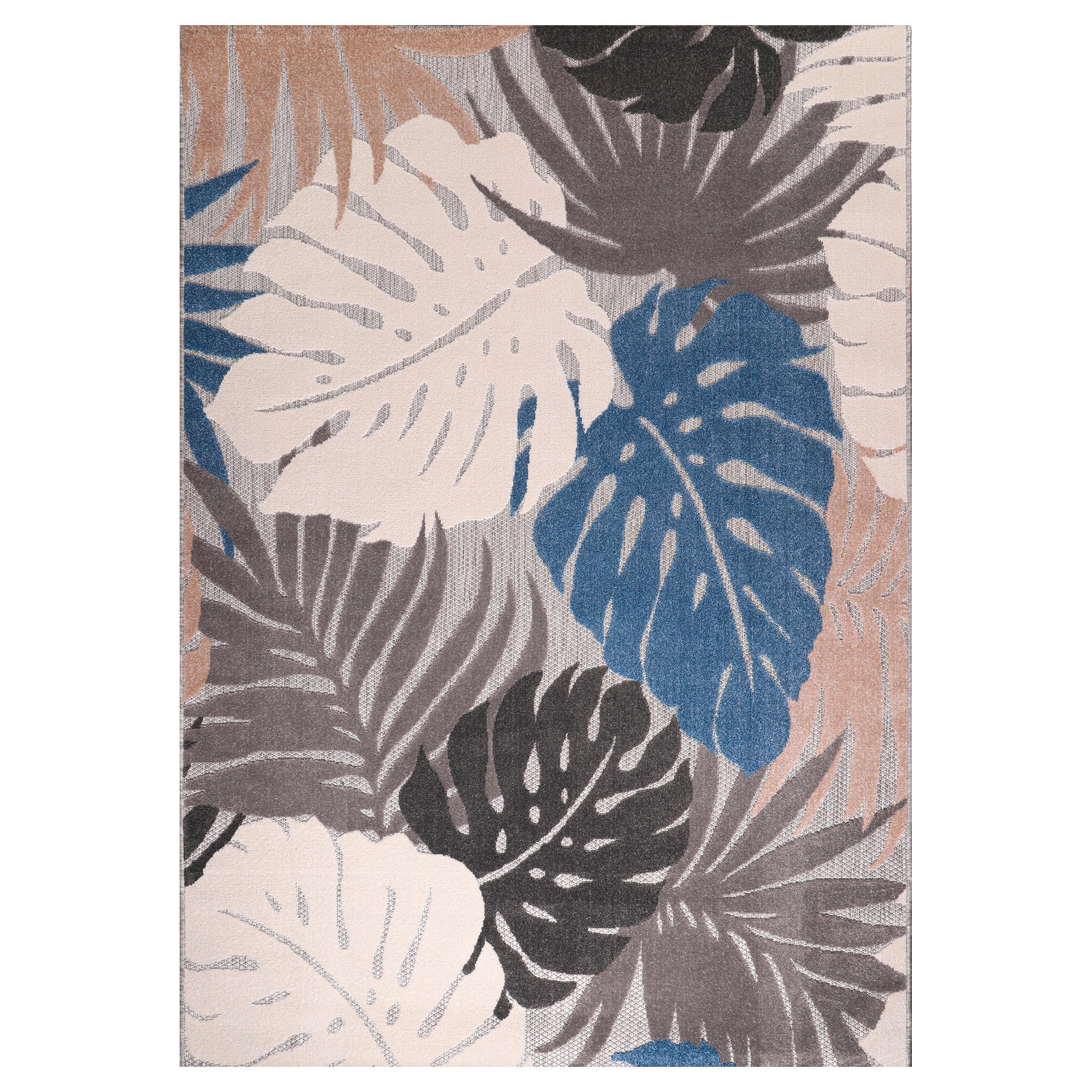 PREPROGA ZA ZUNANJO UPORABO Floral 200/290 cm tkano modra - modra, Trendi, umetna masa/tekstil (200/290cm)