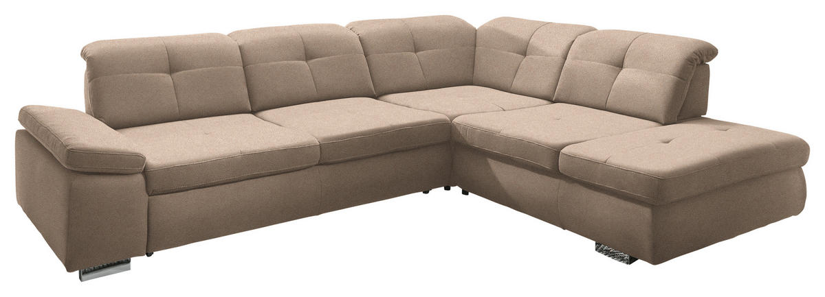 ECKSOFA  in Mikrofaser Beige  312/260 cm  - Chromfarben/Beige, Design, Textil/Metall (312/260cm) - Beldomo Style
