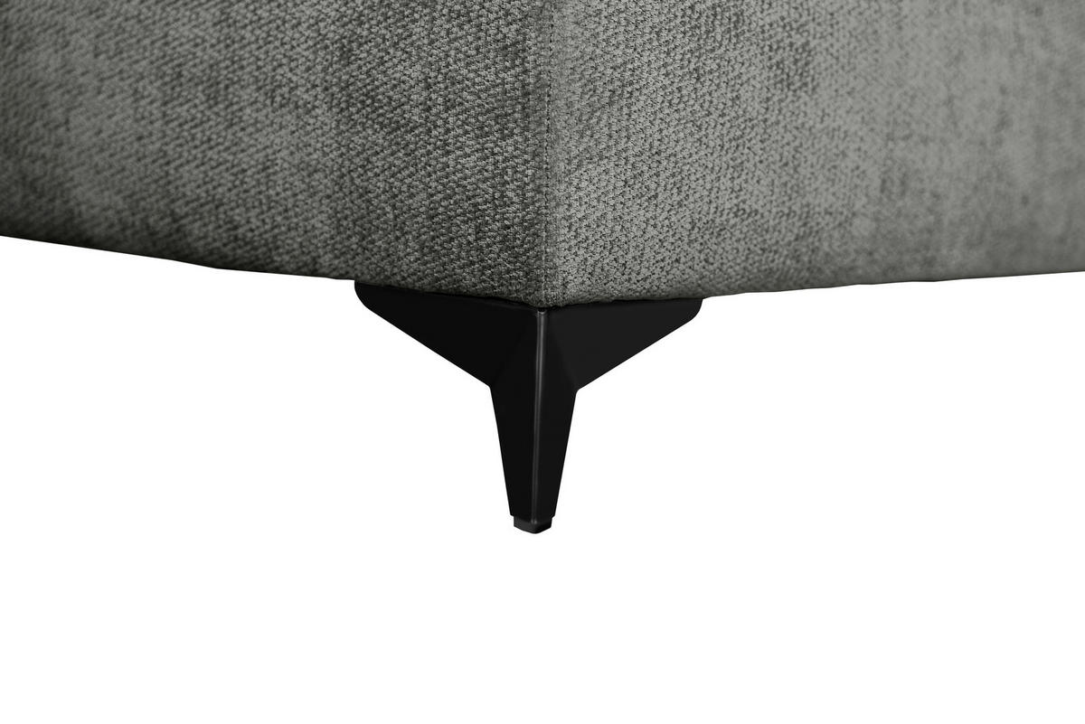 ECKSOFA LIVANO Grau Chenille Liegefläche im Originalstoff  - Schwarz/Grau, Design, Textil/Metall (190/250cm) - P & B