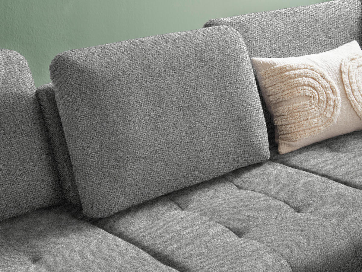 ECKSOFA in Bouclé Hellgrau  - Hellgrau/Schwarz, Natur, Textil/Metall (288/233cm) - Valnatura