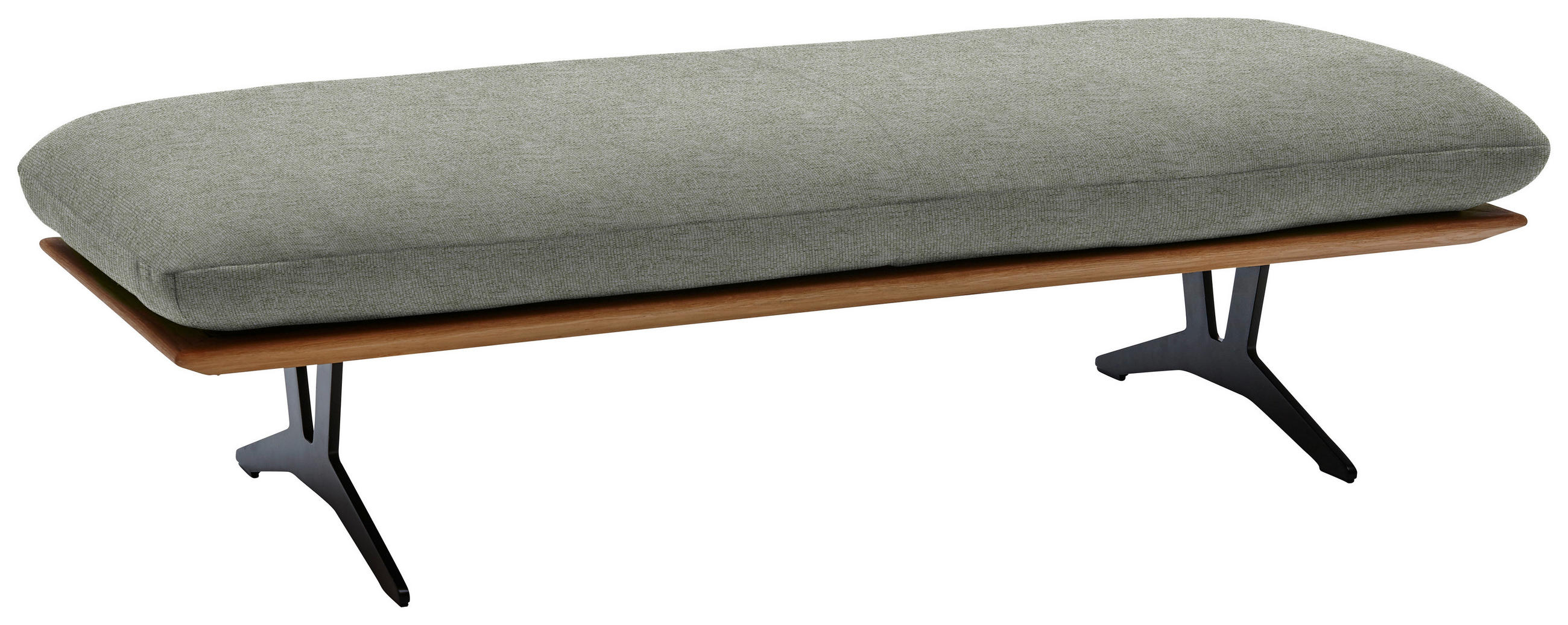 HOCKERBANK in Holz, Textil Greige  - Greige/Schwarz, Design, Holz/Textil (150/43/60cm) - Dieter Knoll