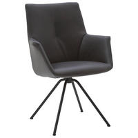 ARMLEHNSTUHL drehbar  in Stahl Echtleder pigmentiert  - Anthrazit/Schwarz, Design, Leder/Metall (60/90/61cm) - Dieter Knoll