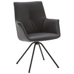 ARMLEHNSTUHL drehbar  Beinauswahl, Lederauswahl, Typenauswahl, Sitzfläche 360° drehbar  Echtleder  - Anthrazit/Schwarz, Design, Leder/Metall (60/90/61cm) - Dieter Knoll