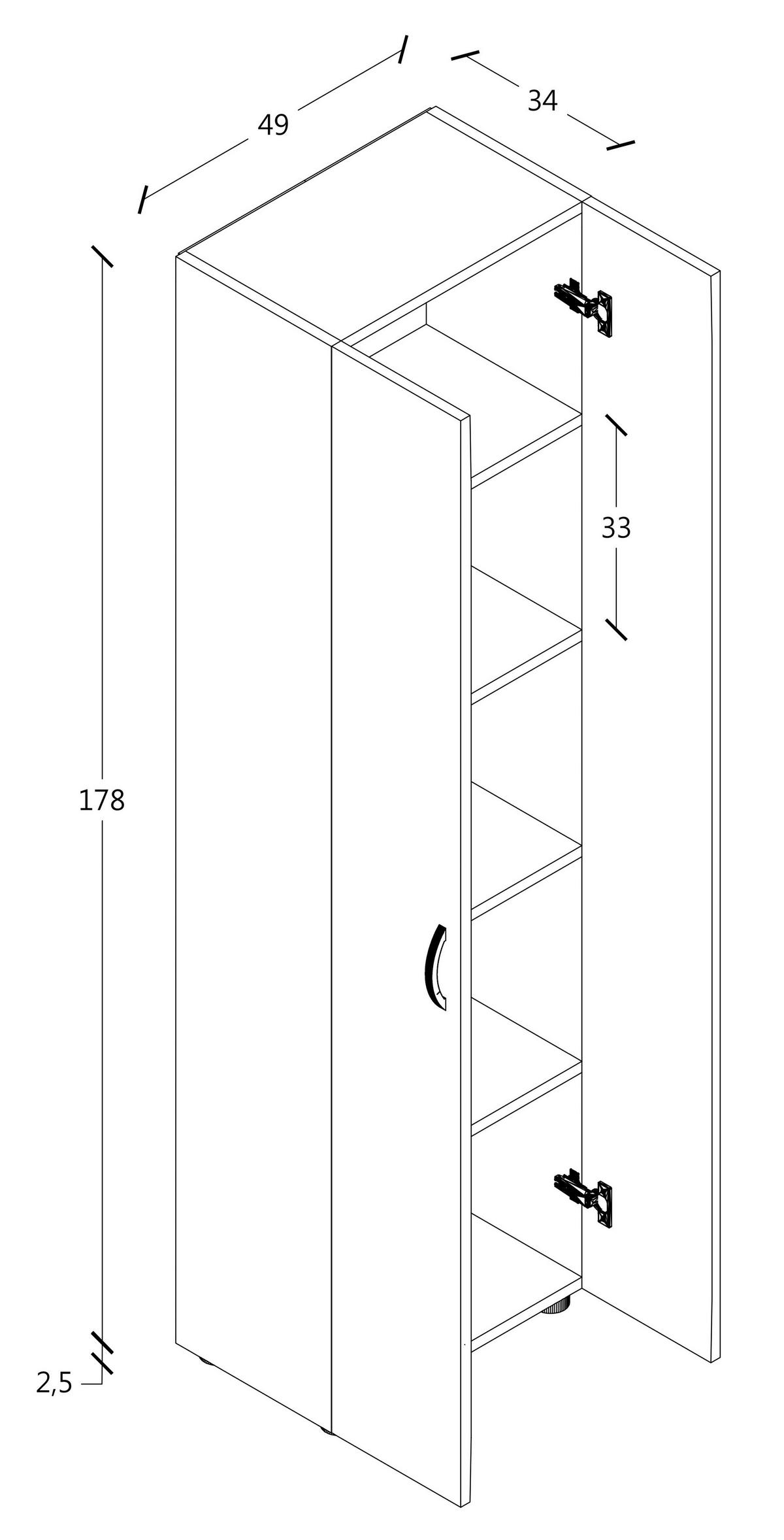 AKTENSCHRANK 49/178/34 cm  - Anthrazit, Modern, Holzwerkstoff (49/178/34cm) - MID.YOU