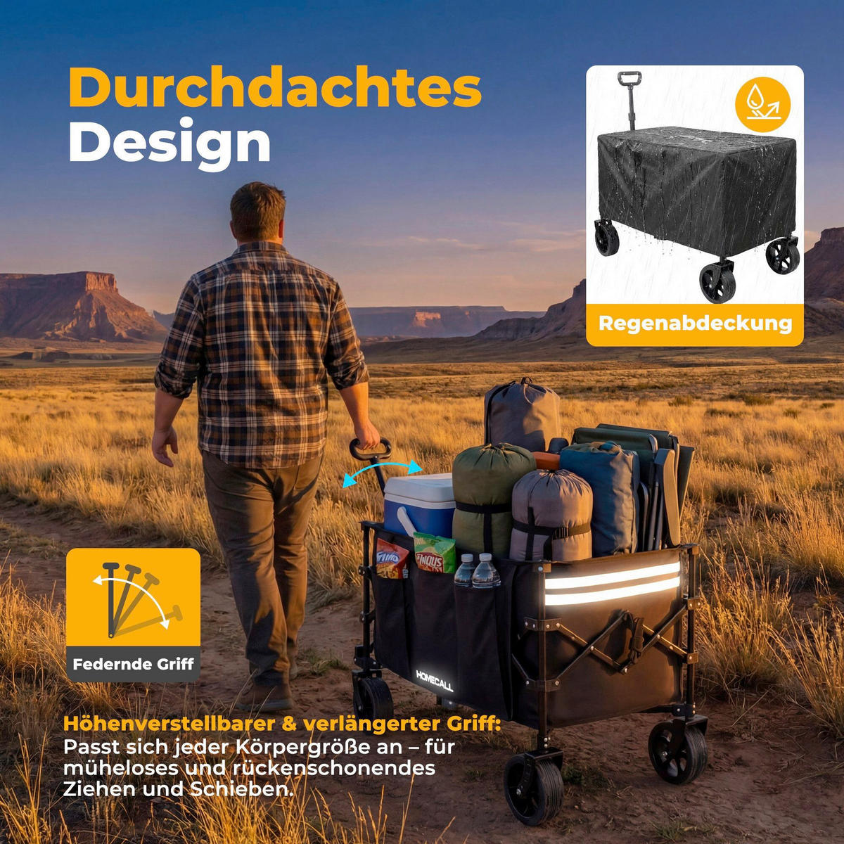 BOLLERWAGEN    - Schwarz, Basics, Textil/Metall (92/56/106/50cm) - Modante