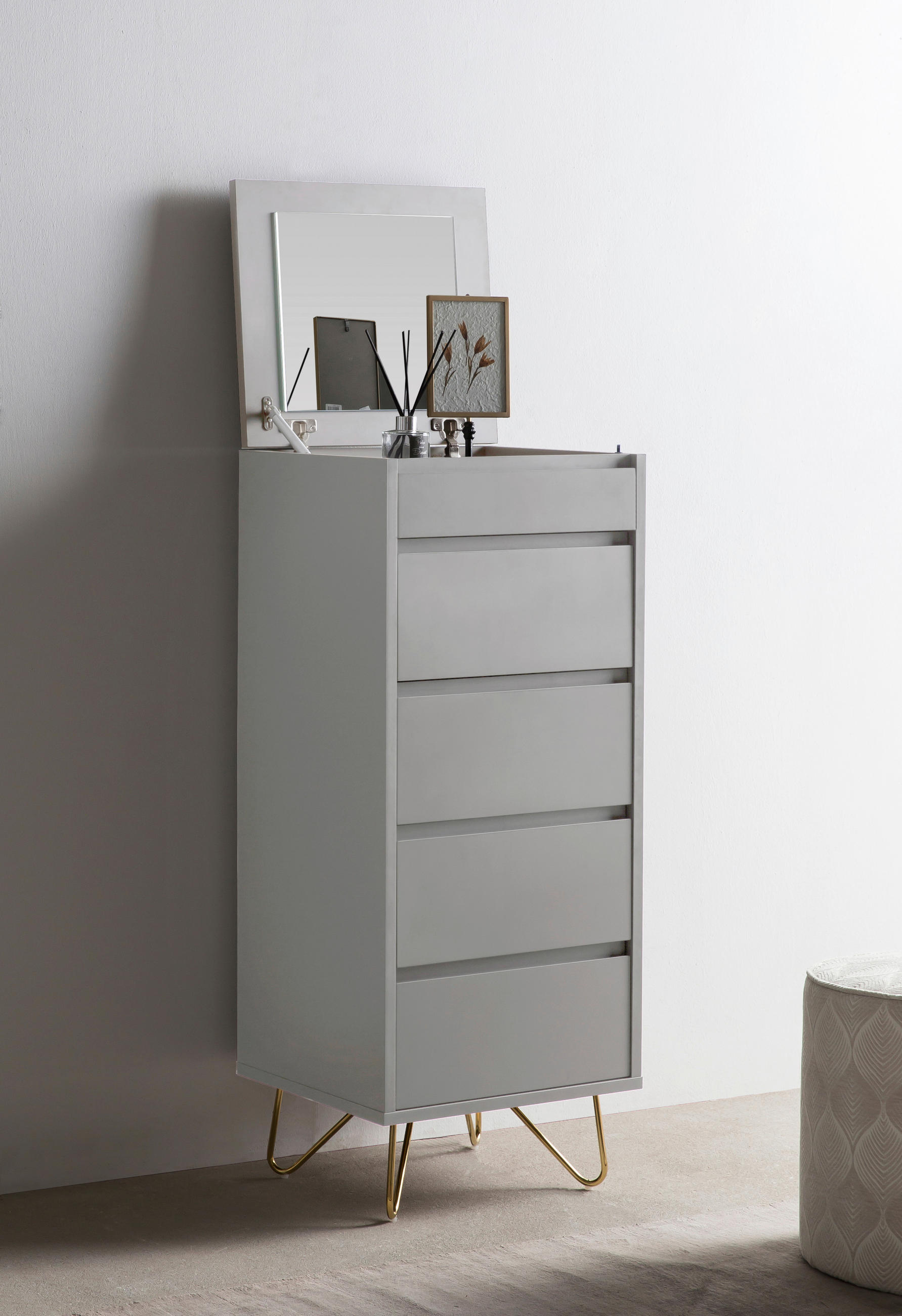 KOMMODE  in 45/110/40 cm  - Messingfarben/Weiß, Design, Glas/Holzwerkstoff (45/110/40cm) - Livetastic