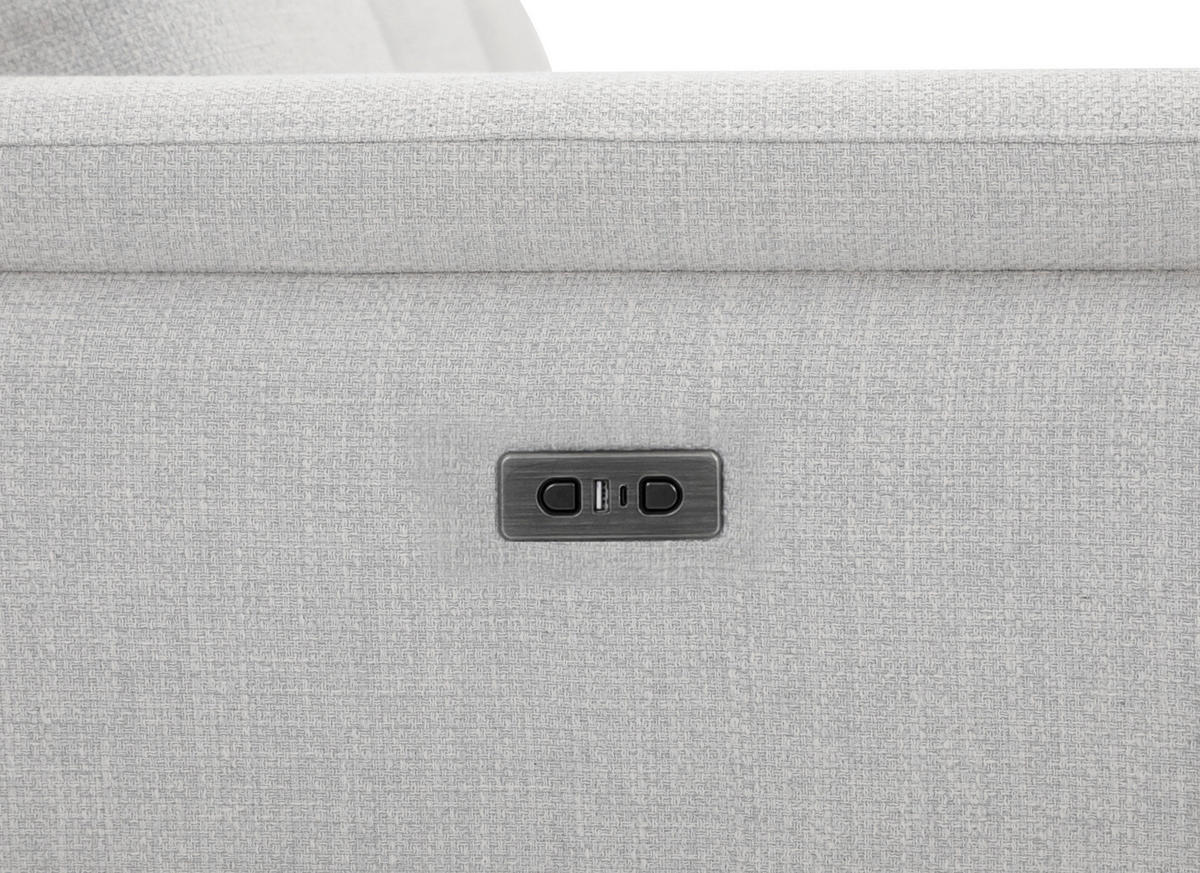 ECKSOFA inkl. Funktionen Hellgrau Leinenoptik  - Schwarzchrom/Hellgrau, Design, Holz/Kunststoff (270/75/171cm) - Xora