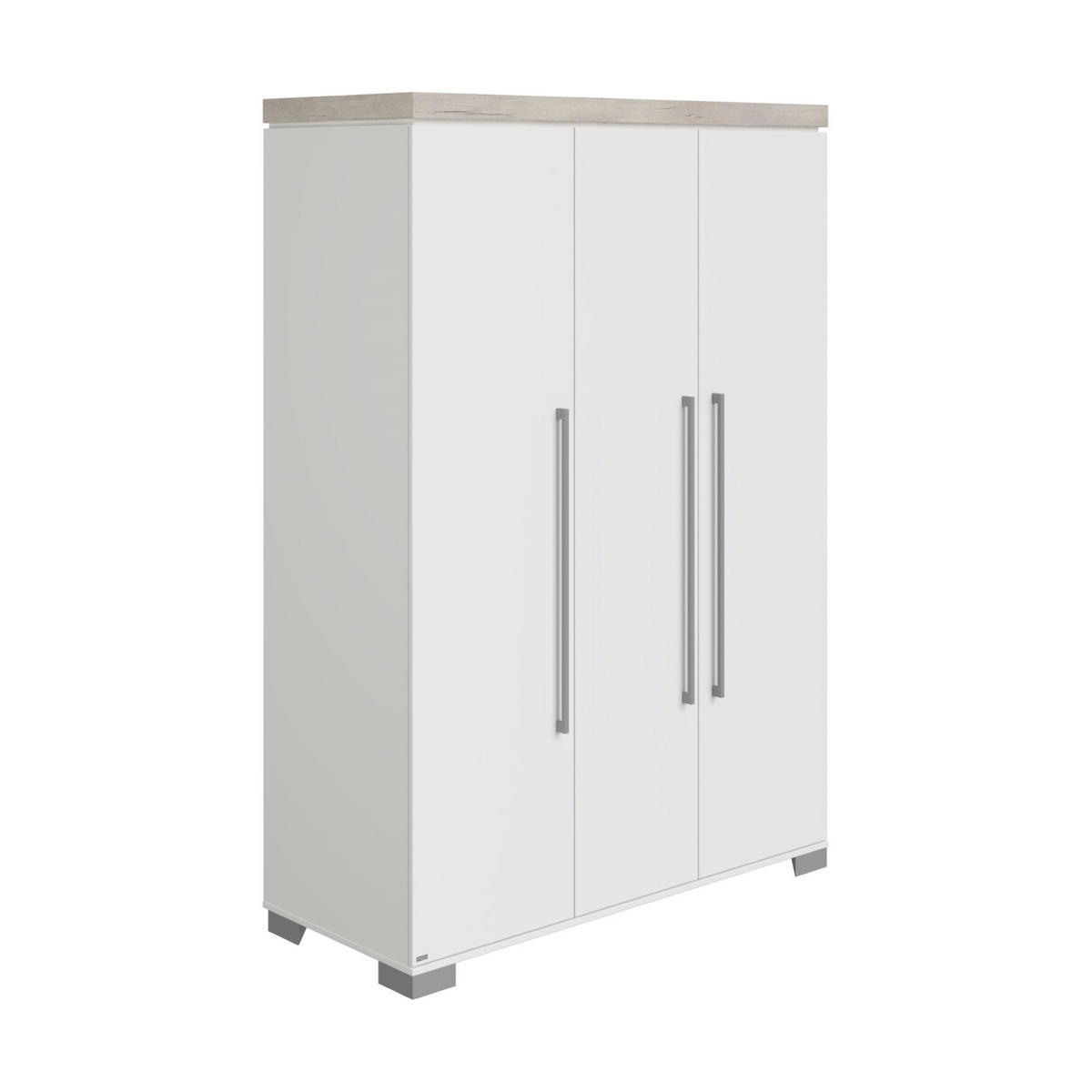 KLEIDERSCHRANK in Weiss, Silbereichenfarben  - Weiss/Silberfarben, Basics, Holzwerkstoff/Metall (135,3/193,1/55,6cm) - Paidi