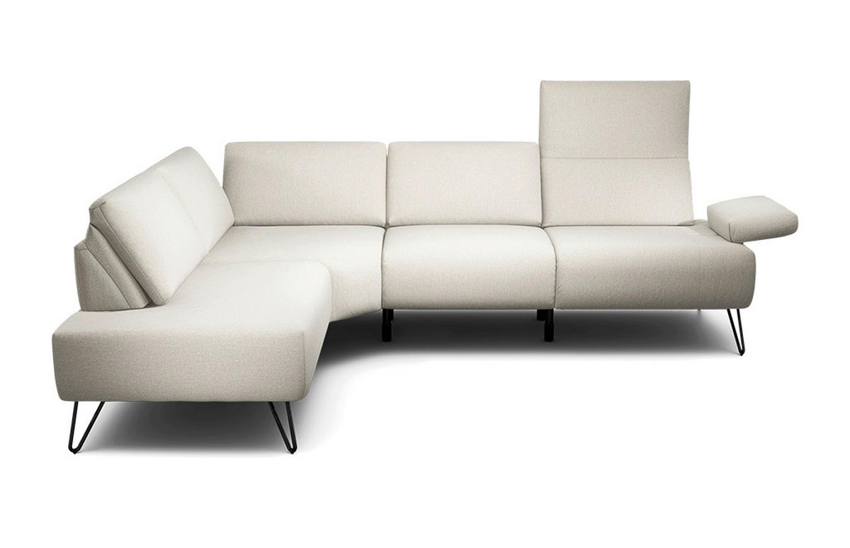 ECKSOFA Cosy Naturfarben Chenille  - Schwarz/Naturfarben, Design, Textil/Metall (193/248-263cm) - SENSOO