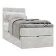 BOXBETT 90/200 cm,  in Beige, Matratze, gepolstertes Kopfteil, Bettkasten, Topper, H3 = fest  - Beige/Schwarz, Design, Holzwerkstoff/Kunststoff (90/200cm) - Esposa