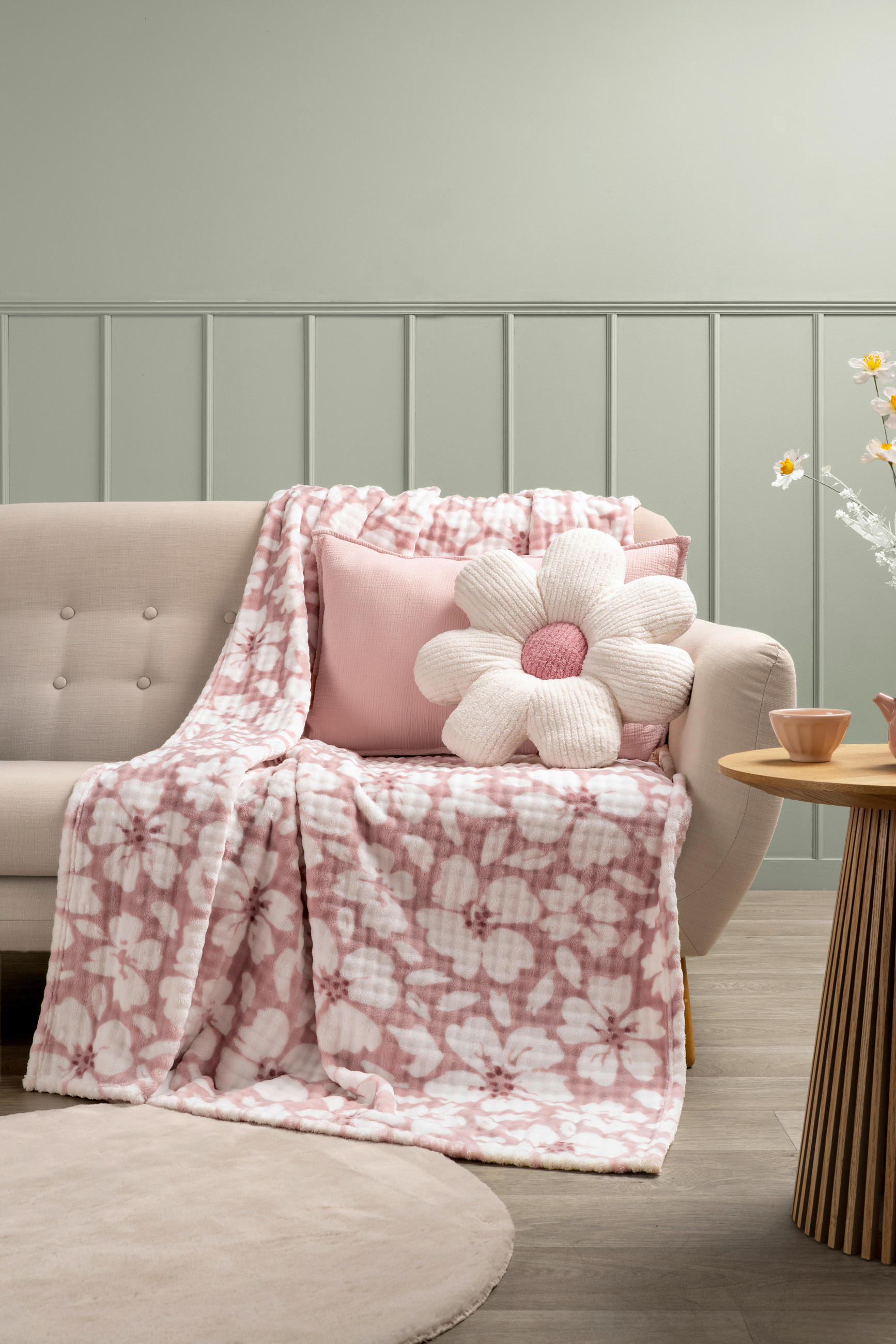 MĚKKÁ DEKA, polyester, 150/200 cm - bílá/světle růžová, Design, textil (150/200cm) - Esposa