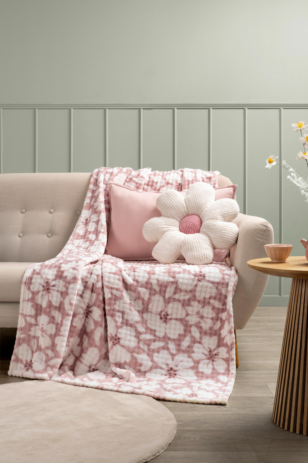 MĚKKÁ DEKA, polyester, 150/200 cm - bílá/světle růžová, Design, textil (150/200cm) - Esposa