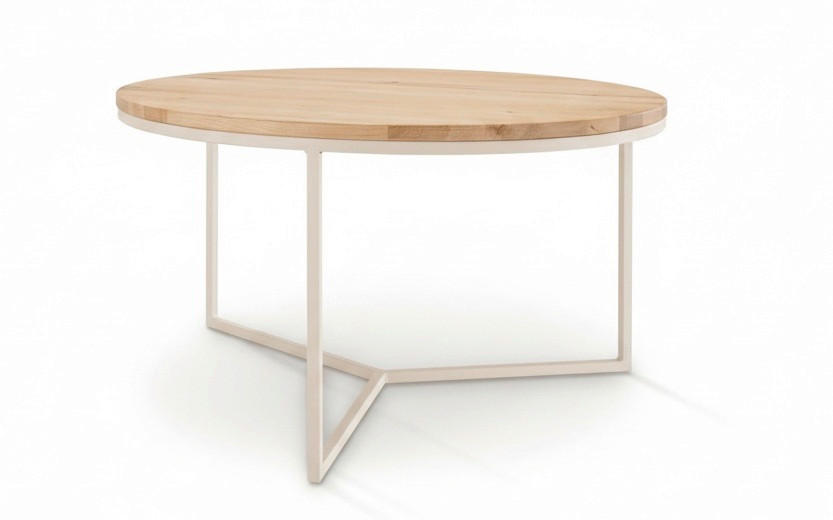 BEISTELLTISCH 80/80/42 cm Asteiche massiv Eichefarben, Kaschmir rund  - Kaschmir/Eichefarben, KONVENTIONELL, Holz/Metall (80/80/42cm) - Linea Natura