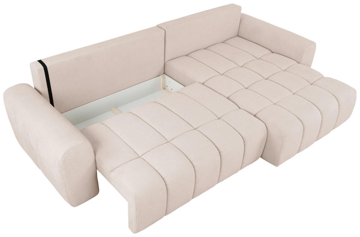 ECKSOFA in Velours Creme  - Creme/Schwarz, Konventionell, Kunststoff/Textil (298/168cm) - Carryhome