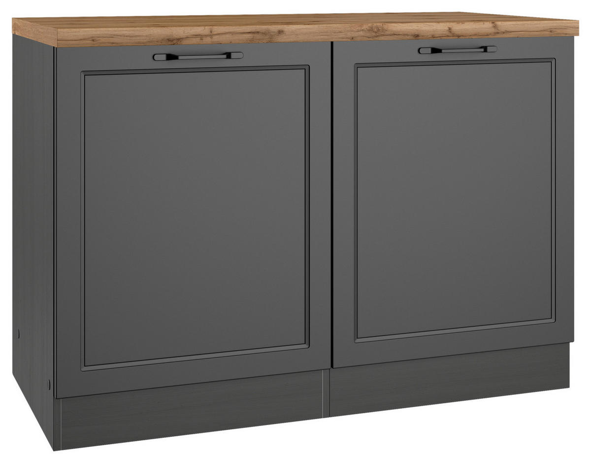 BÄNKSKÅP FÖR DISKHO 120/86/60 cm  i grå, ek Wotan  - ek Wotan/grå, Lifestyle, metall/trämaterial (120/86/60cm) - Held