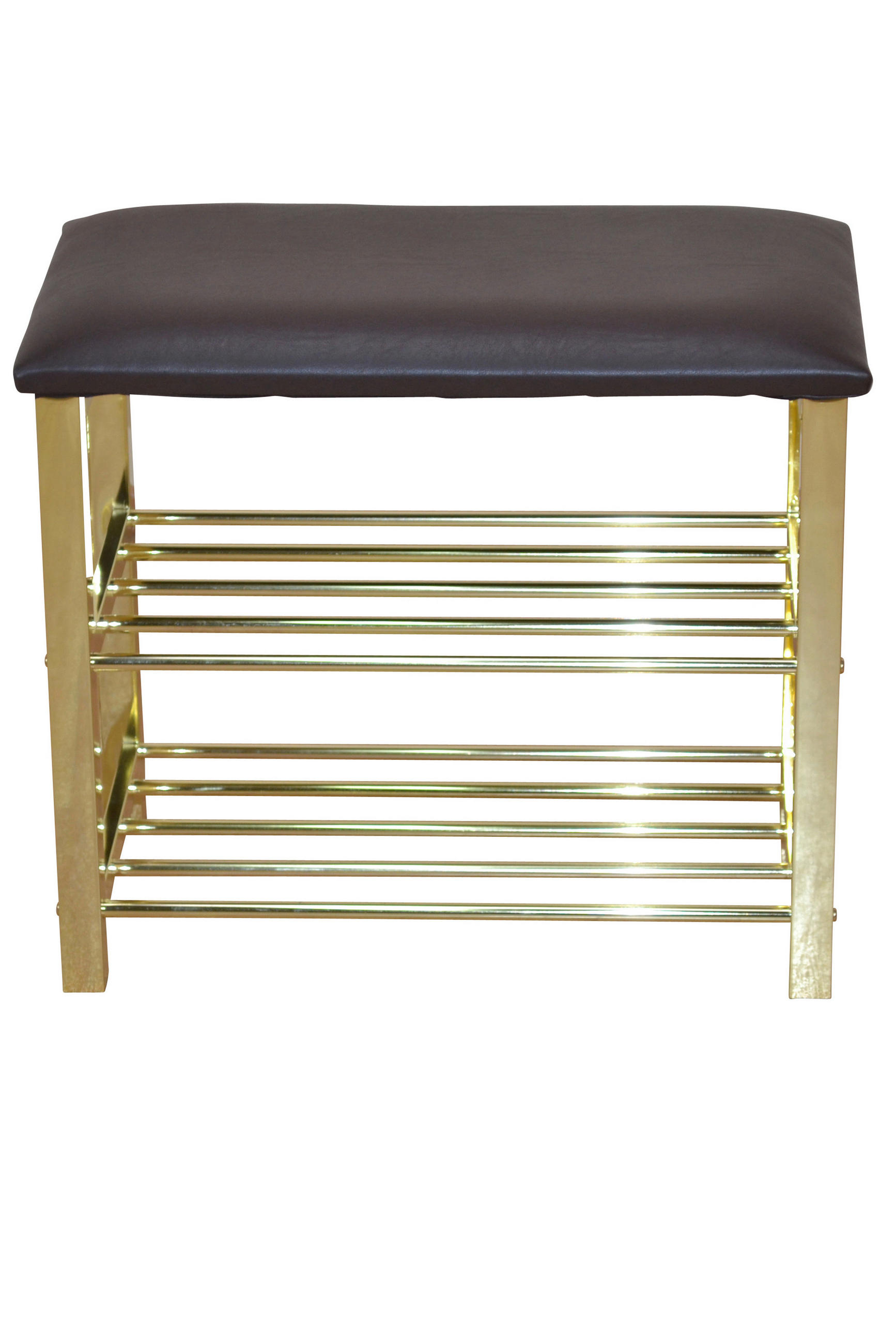 SCHUHBANK Mikrofaser Braun, Messingfarben  - Messingfarben/Braun, Design, Textil/Metall (57/50/30cm) - MID.YOU