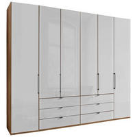 FALTTÜRENSCHRANK  in Weiß, Eiche Bianco  - Schieferfarben/Eiche Bianco, KONVENTIONELL, Glas/Holzwerkstoff (250/236/58cm) - Dieter Knoll