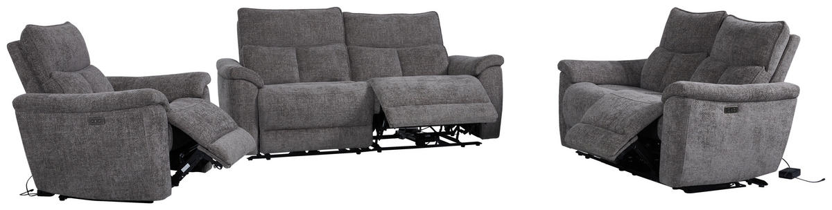 3-SITS SOFFA i vävt tyg grå  - grå, Modern, metall/trä (200/96,5/102cm)