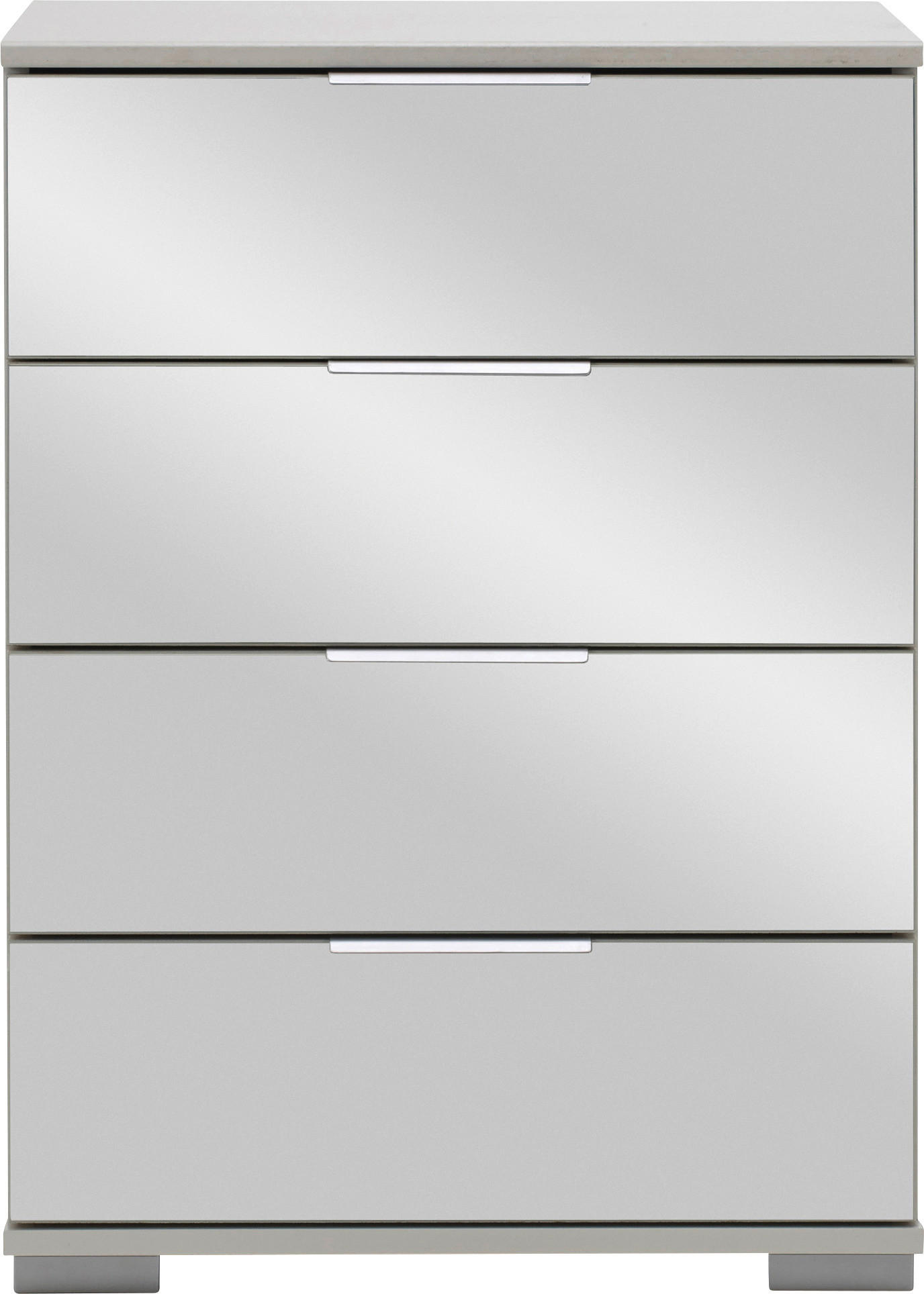 NACHTSCHRANK Weiß - Alufarben/Weiß, Design, Glas/Kunststoff (52/74/38cm) - Livetastic