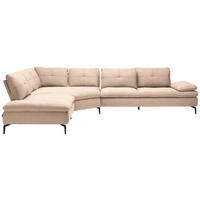 ECKSOFA in Flachgewebe Hellbraun  - Hellbraun/Schwarz, Design, Textil/Metall (271/344cm) - Chilliano