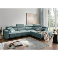 ECKSOFA INTERA Mintgrün Chenille Kopfteilverstellung, Sitzvorzug  - Schwarz/Mintgrün, KONVENTIONELL, Textil/Metall (305/225cm) - Livetastic