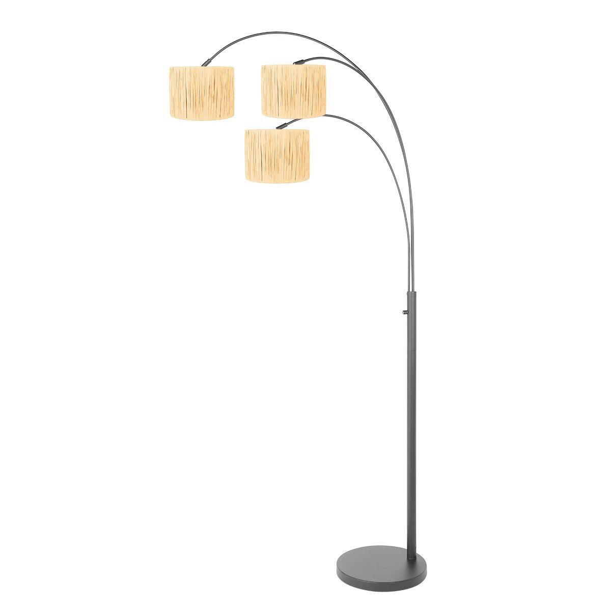STEHLEUCHTE SPARKLED LIGHT 30/180/75 cm  - Schwarz/Naturfarben, Trend, Naturmaterialien/Metall (30/180/75cm)