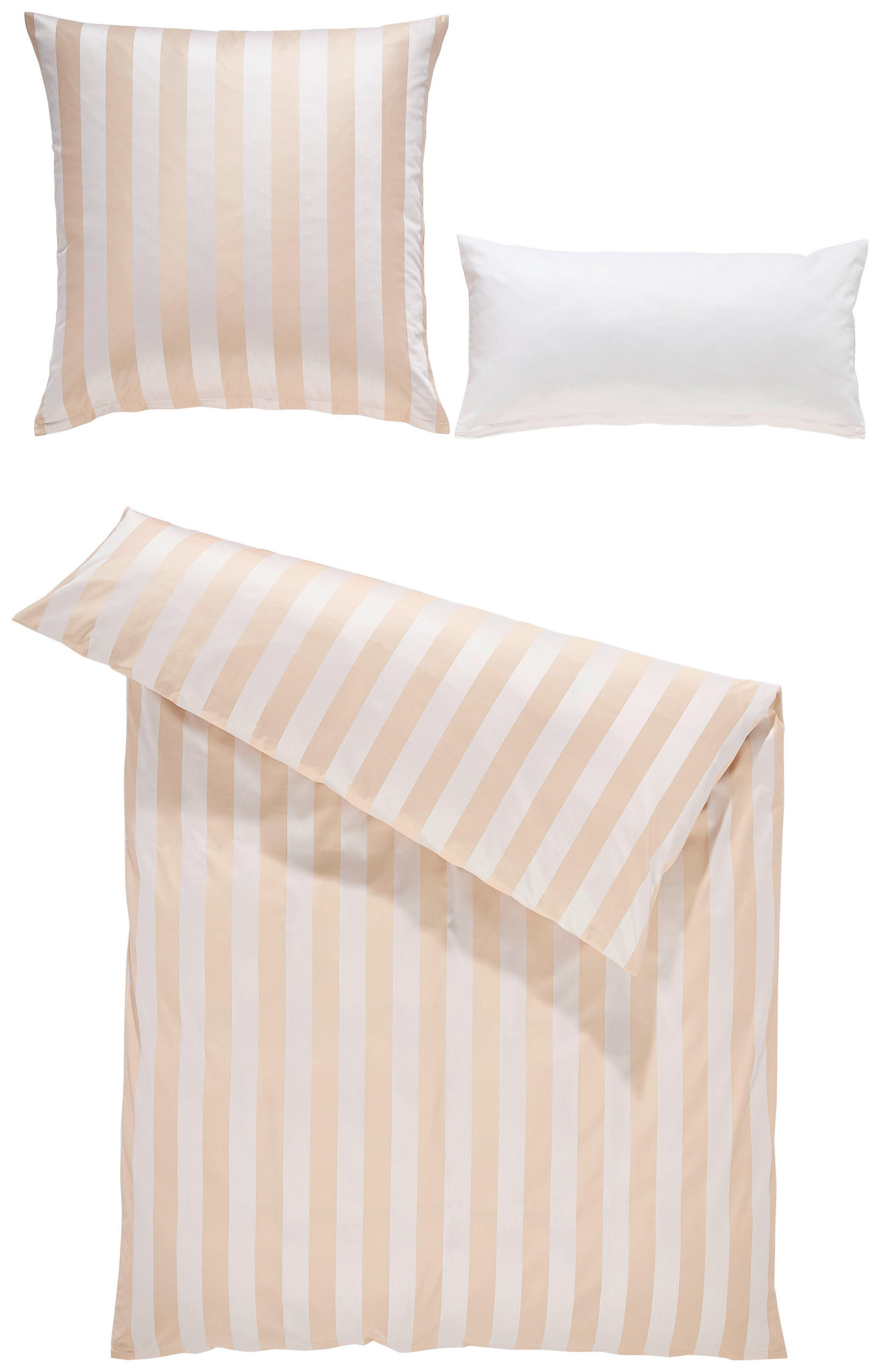 BETTWÄSCHEN-SET 6-teilig Damast 135/200 cm  - Hellbraun/Grauweiß, Design, Textil (135/200cm) - Curt Bauer