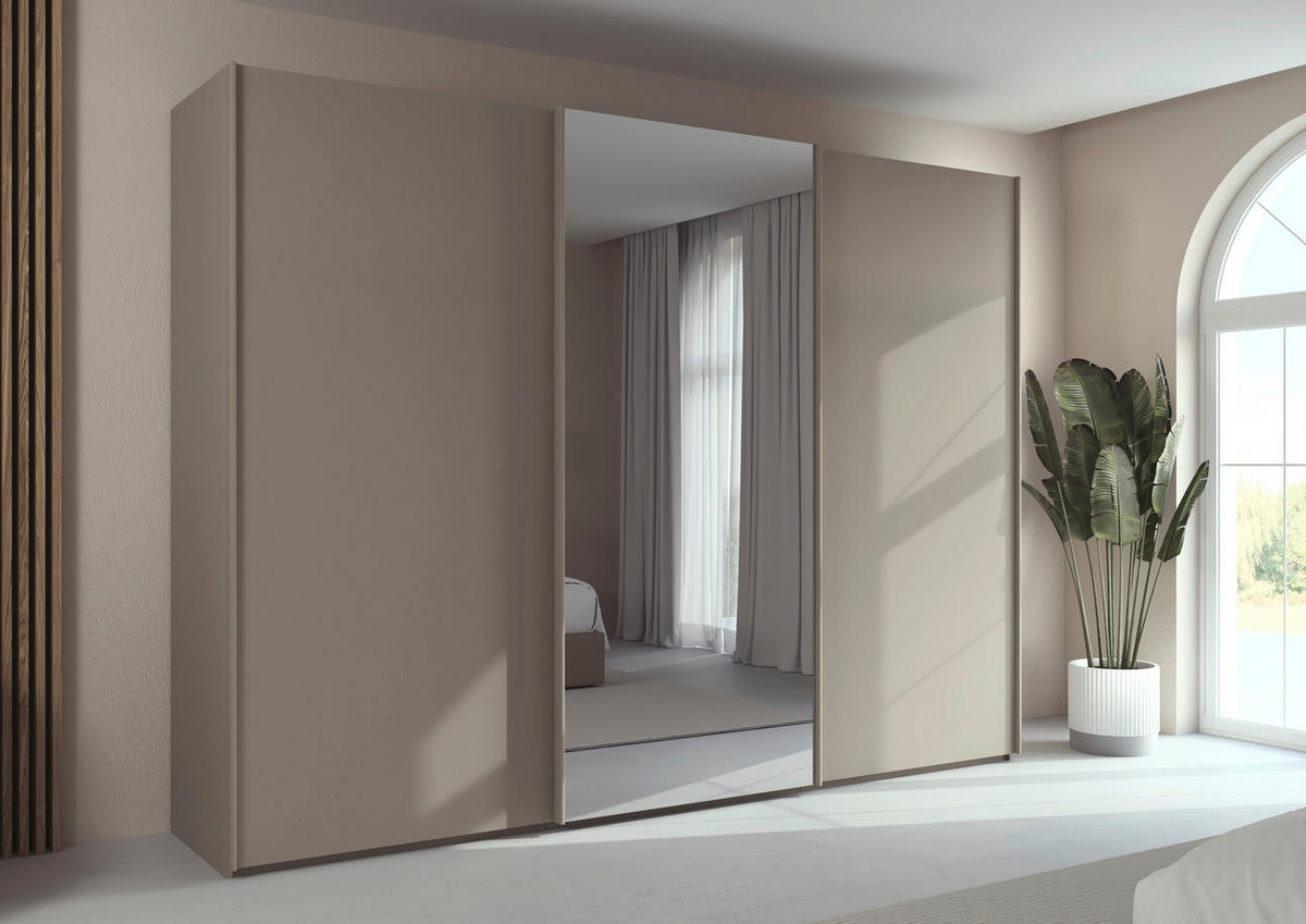 SCHWEBETÜRENSCHRANK 301/223/69 cm,  in Fango, 3 Tür(en)  - Fango, Basics, Glas/Holzwerkstoff (301/223/69cm) - Rauch Möbel