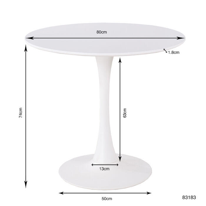 ESSTISCH Kiefer rund Weiß  - Weiß, Design, Metall (80/80/74cm) - Kare-Design