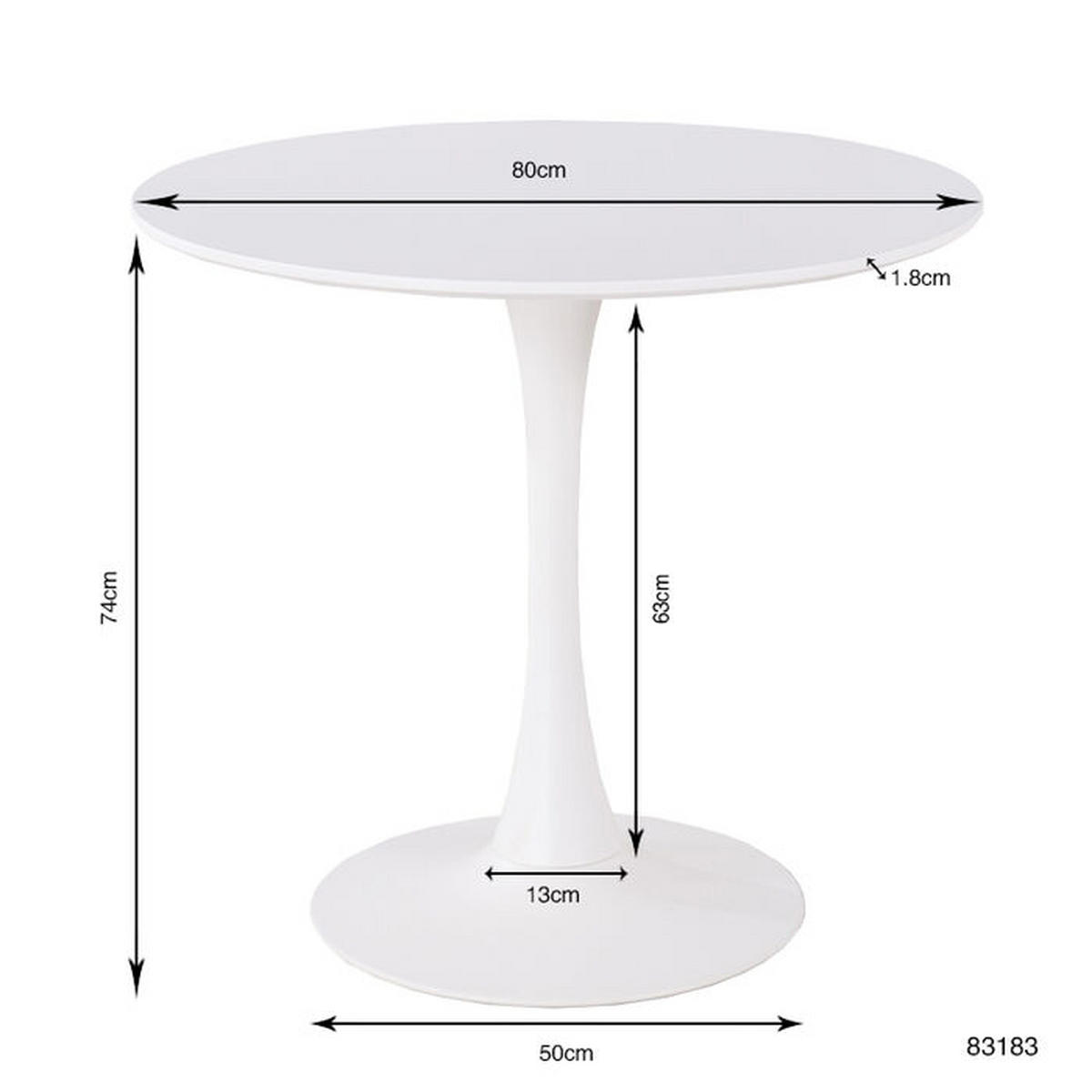 ESSTISCH in Holzwerkstoff 80/80/74 cm  - Weiß, Design, Holzwerkstoff/Metall (80/80/74cm) - Kare-Design