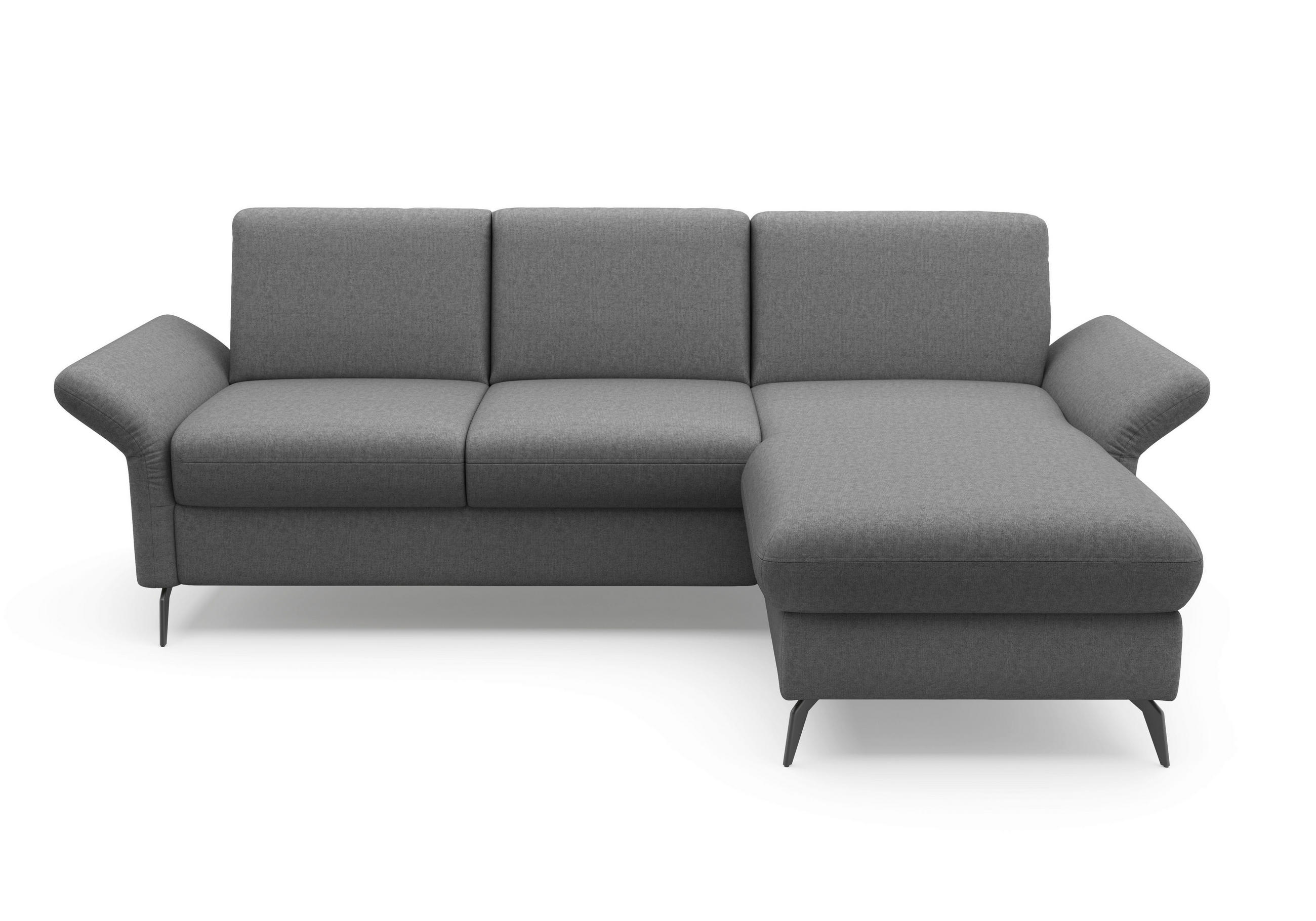 ECKSOFA ROCHELLE E Dunkelgrau Flachgewebe  - Dunkelgrau/Schwarz, KONVENTIONELL, Textil/Metall (251/164cm) - Sit & More